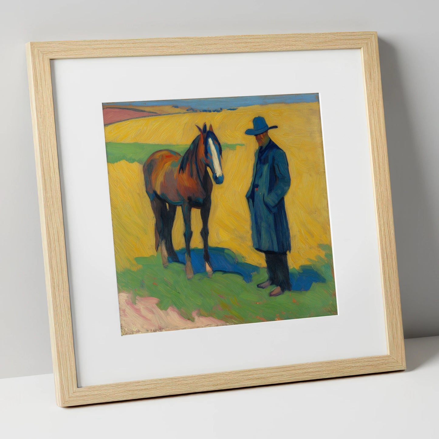 Quiet Western Companions western horse art print in natural frame