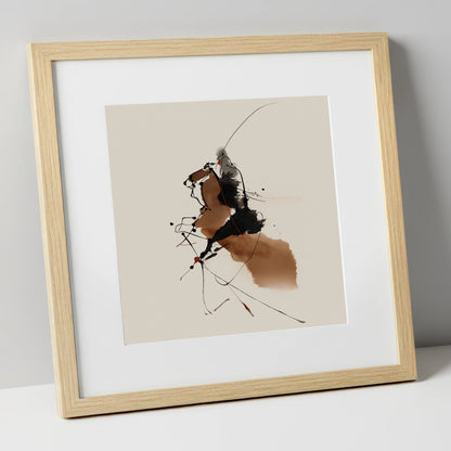 Abstract Equine Energy horse portrait art print in natural frame