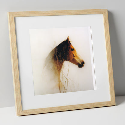 Ethereal Amber Portrait horse portrait art print in natural frame
