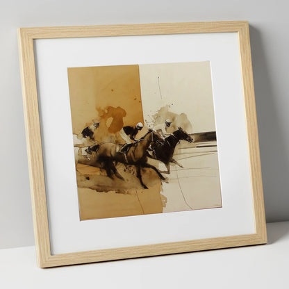 Dust and Glory racing horse art print in natural frame