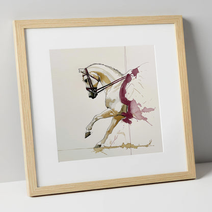 Elevated Rhythm dressage horse art print in natural frame