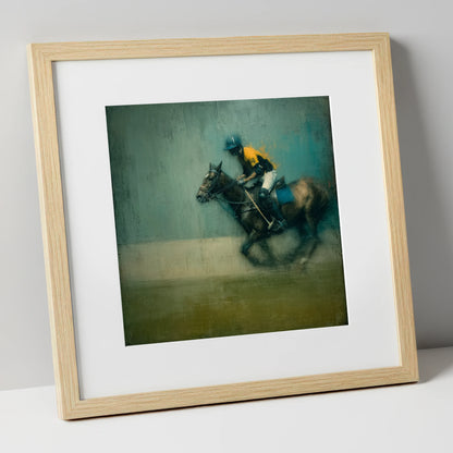 The Decisive Chukka polo horse art print in natural frame