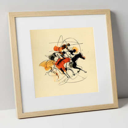 The Final Furlong racing horse art print in natural frame