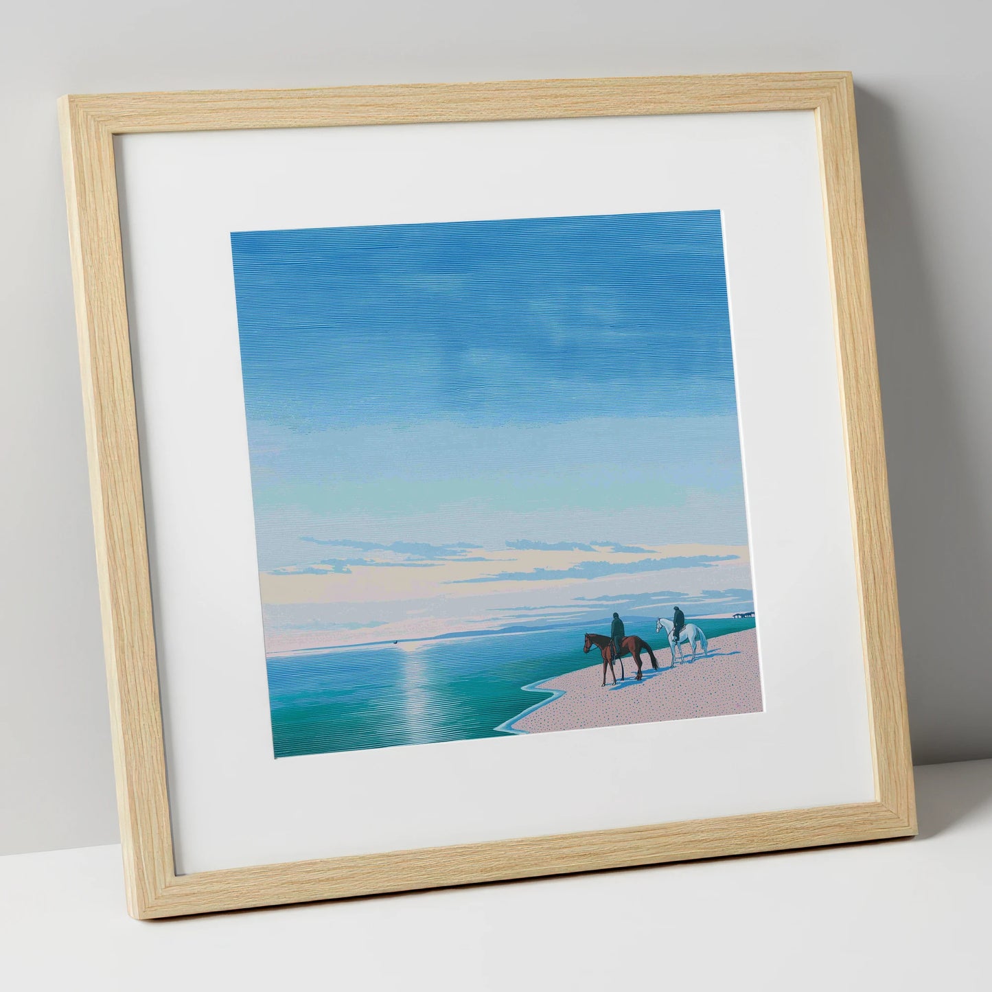 Horizon Bound horse landscape art print in natural frame