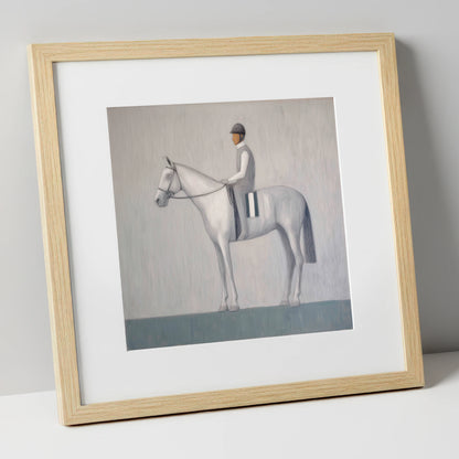 Serenity Before the Start racing horse art print in natural frame