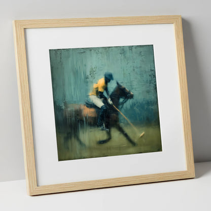 The Final Chukka polo horse art print in natural frame