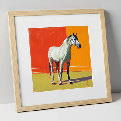 Radiance In Grey horse breed art print in natural frame