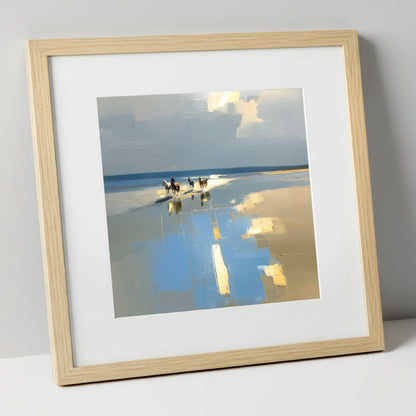 Coastal Hack Reflections horse landscape art print in natural frame
