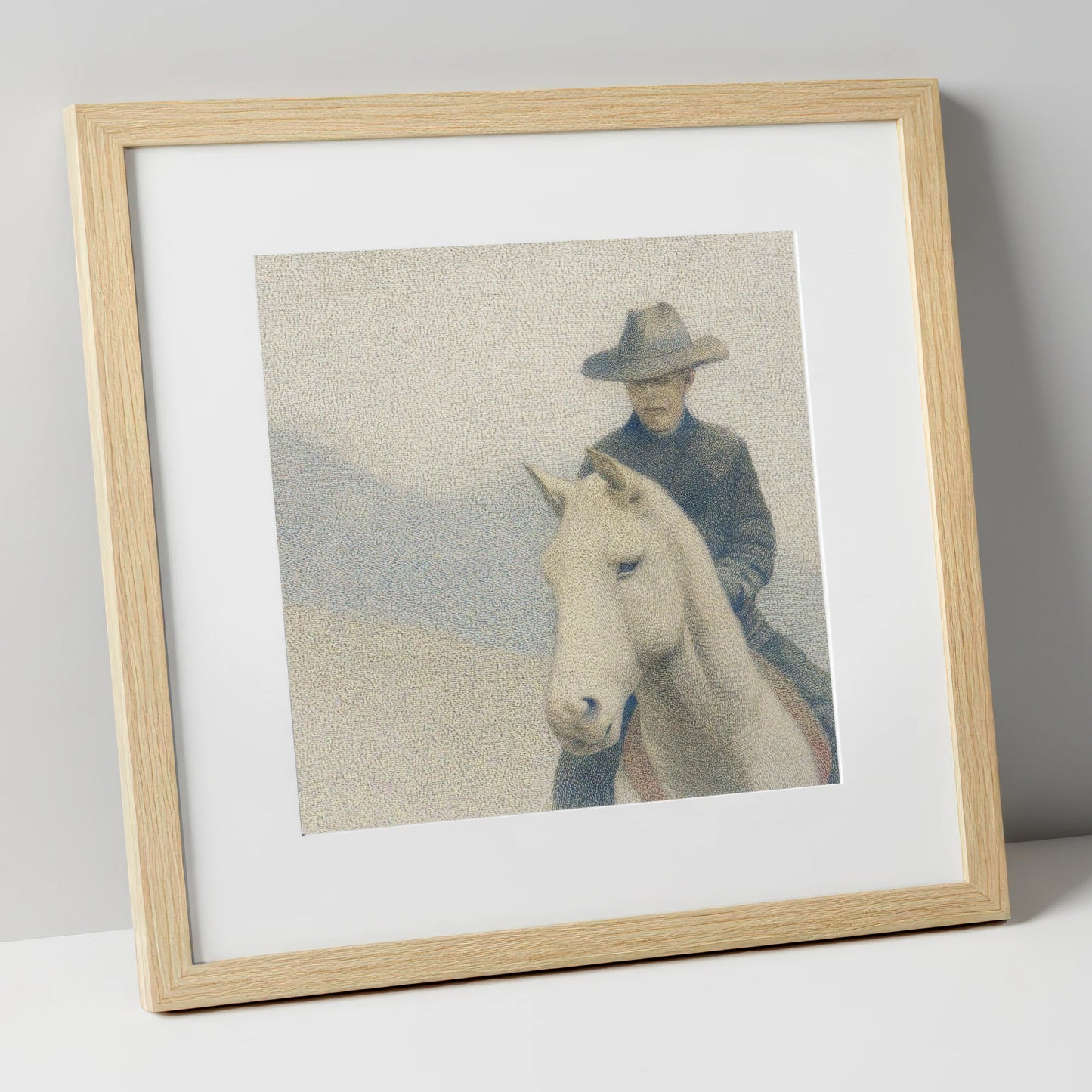 The Quiet Trail western horse art print in natural frame