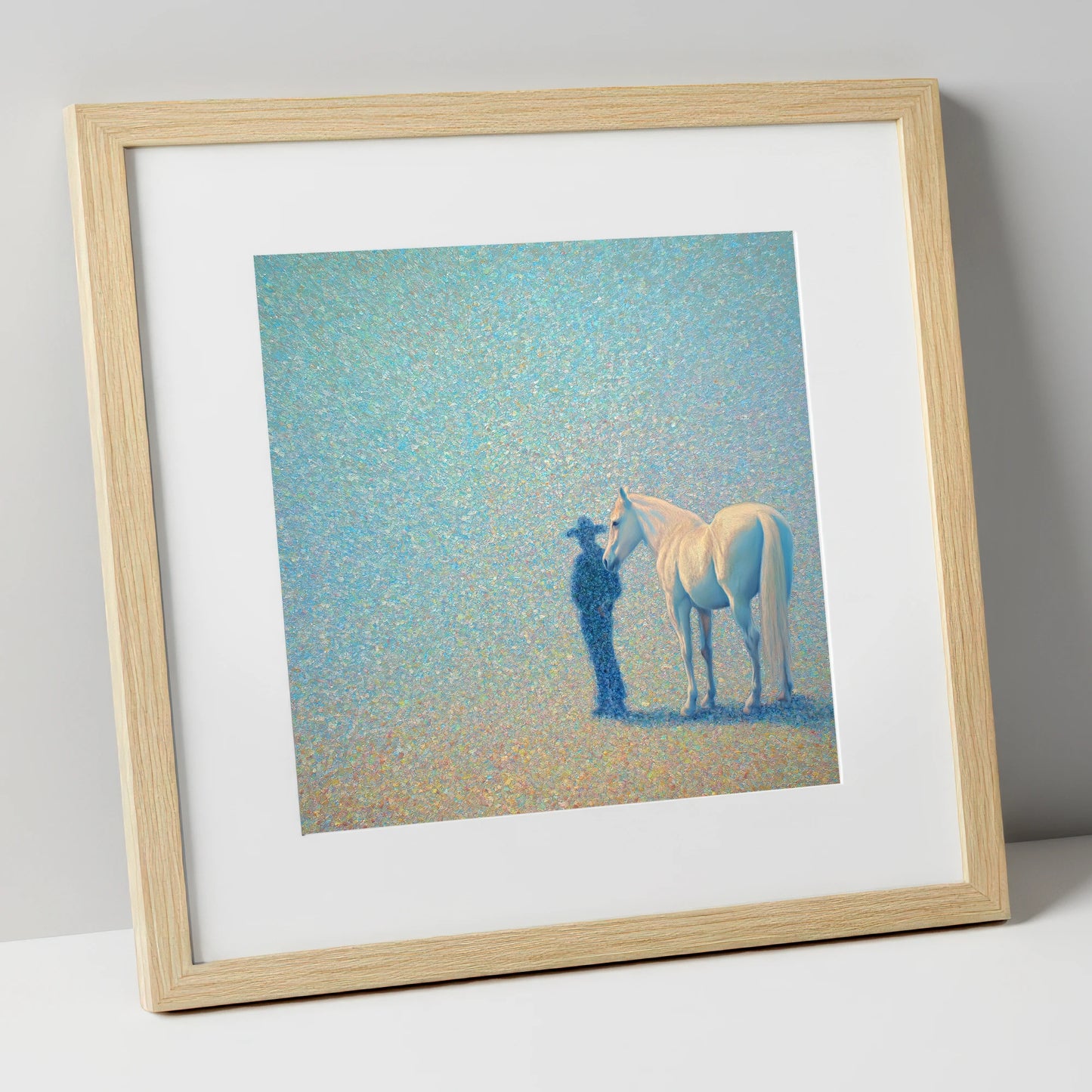 Echoes of the High Plains western horse art print in natural frame