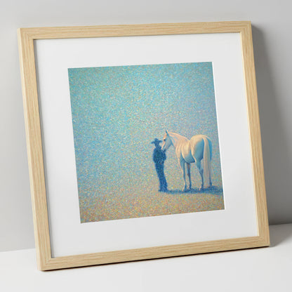 Echoes of the High Plains western horse art print in natural frame