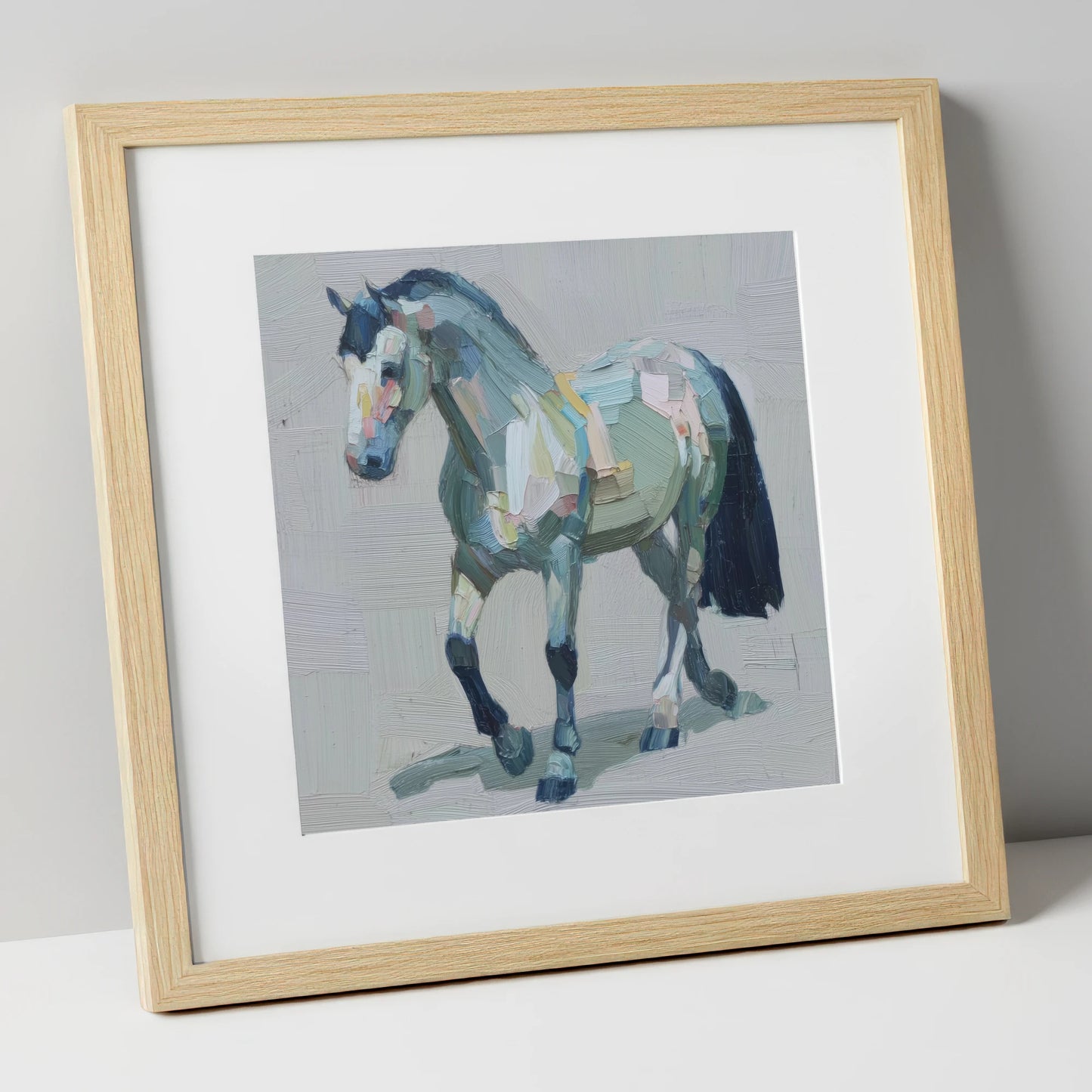 Painted Strides horse breed art print in natural frame
