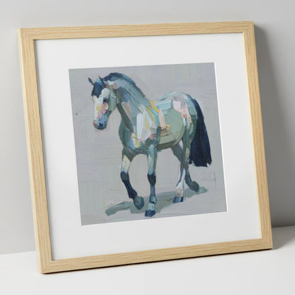 Painted Strides horse breed art print in natural frame