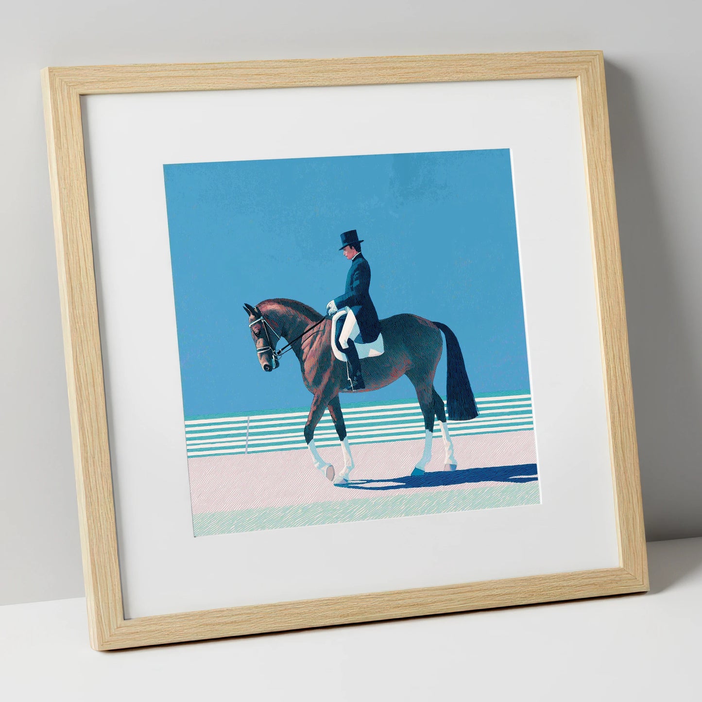 Classical Dressage Elegance dressage horse art print in natural frame