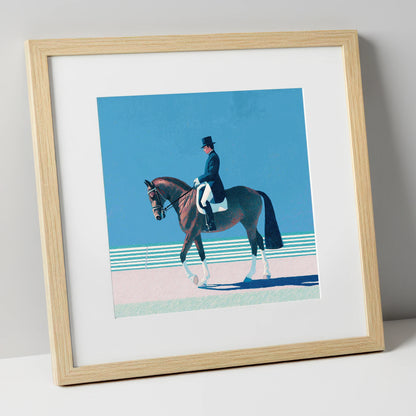 Classical Dressage Elegance dressage horse art print in natural frame