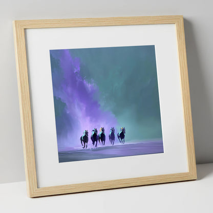 The Violet Furlong racing horse art print in natural frame