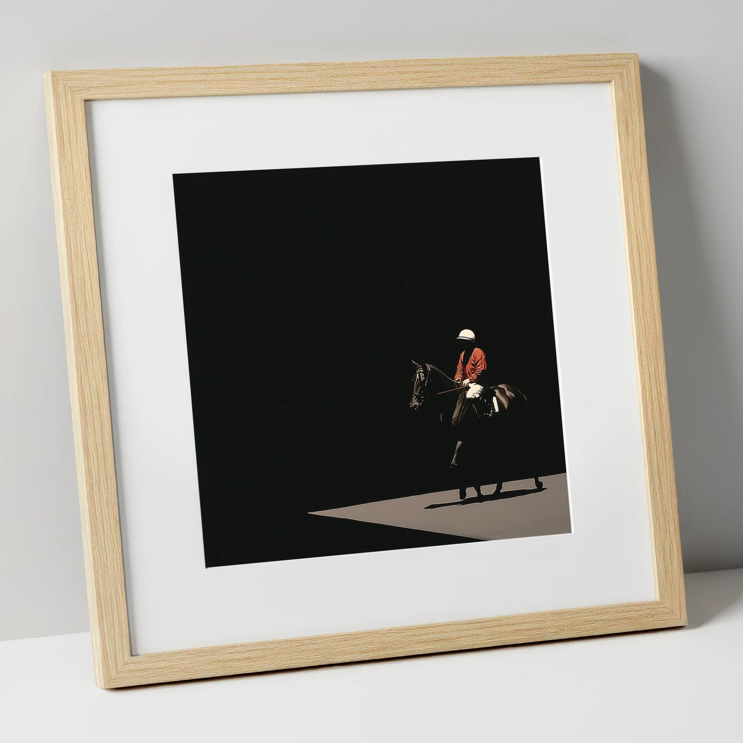 Quiet Before the Roar racing horse art print in natural frame