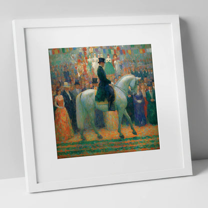The Gala Performance dressage horse art print in white frame