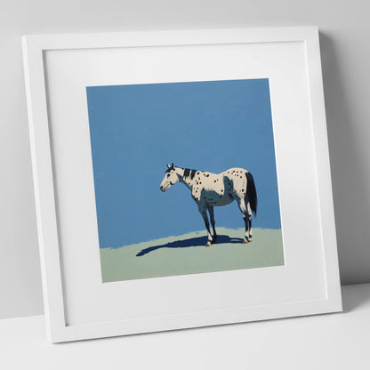 Appaloosa Under Azure Skies horse breed art print in white frame