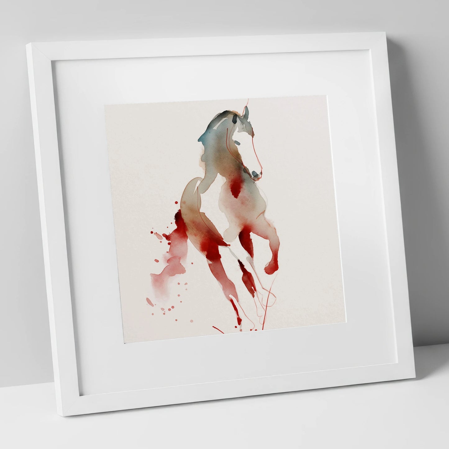 Visceral Dressage Form dressage horse art print in white frame