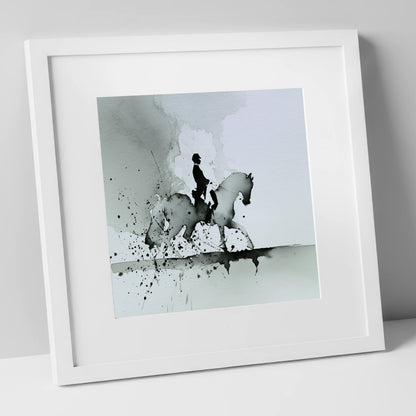 Silhouetted Dressage Elegance dressage horse art print in white frame