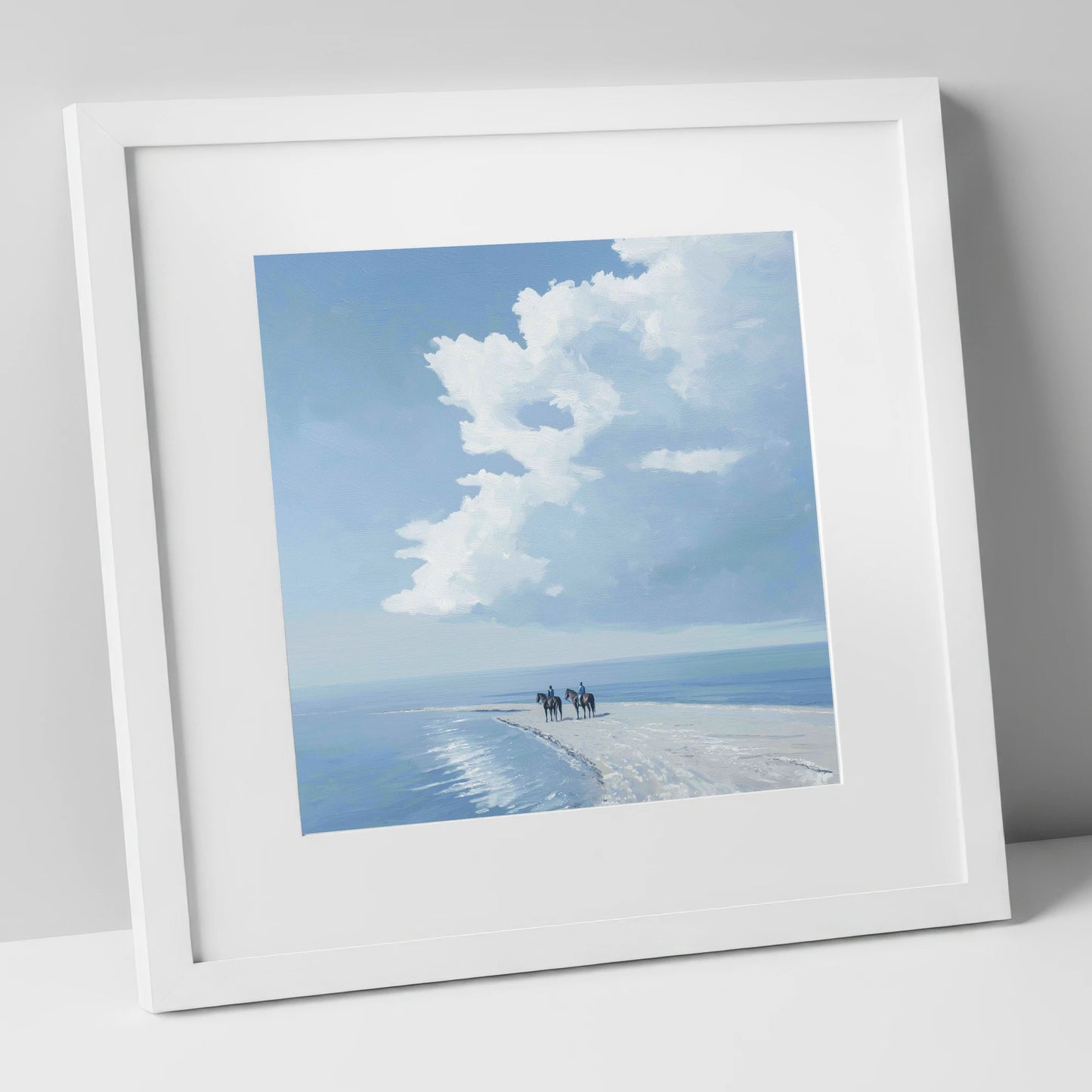 Edge of the Tide horse landscape art print in white frame
