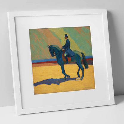 Vivid Dressage Silhouette dressage horse art print in white frame