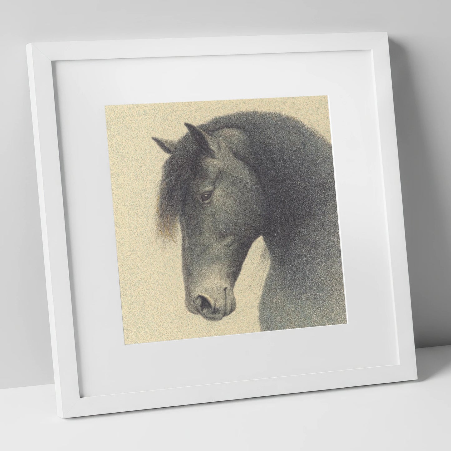 Quiet Nobility horse breed art print in white frame