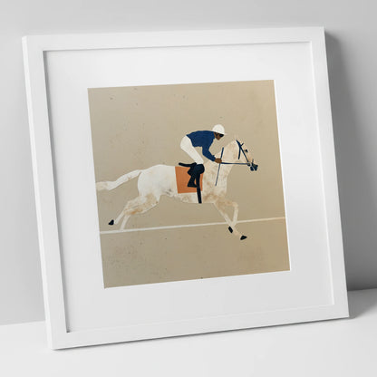 The Final Stride racing horse art print in white frame