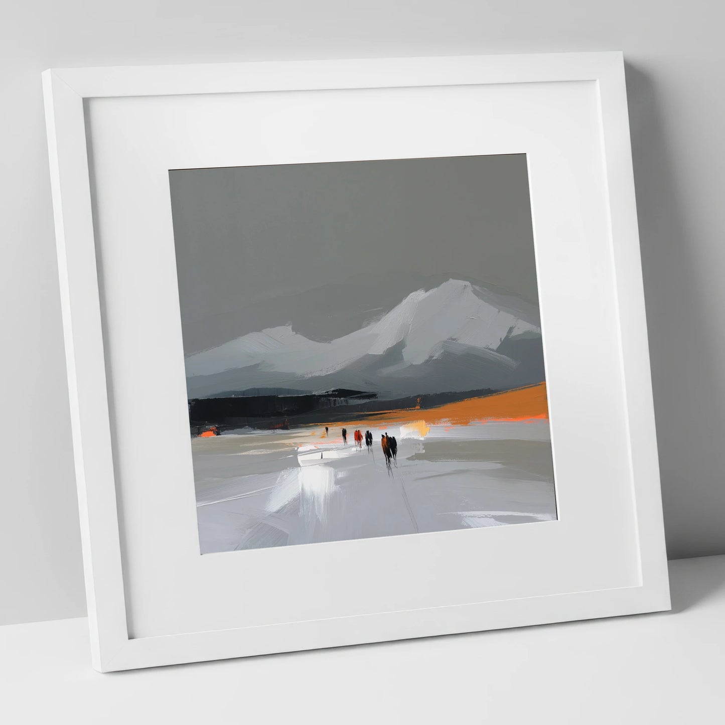 Ember Horizon Trek horse landscape art print in white frame