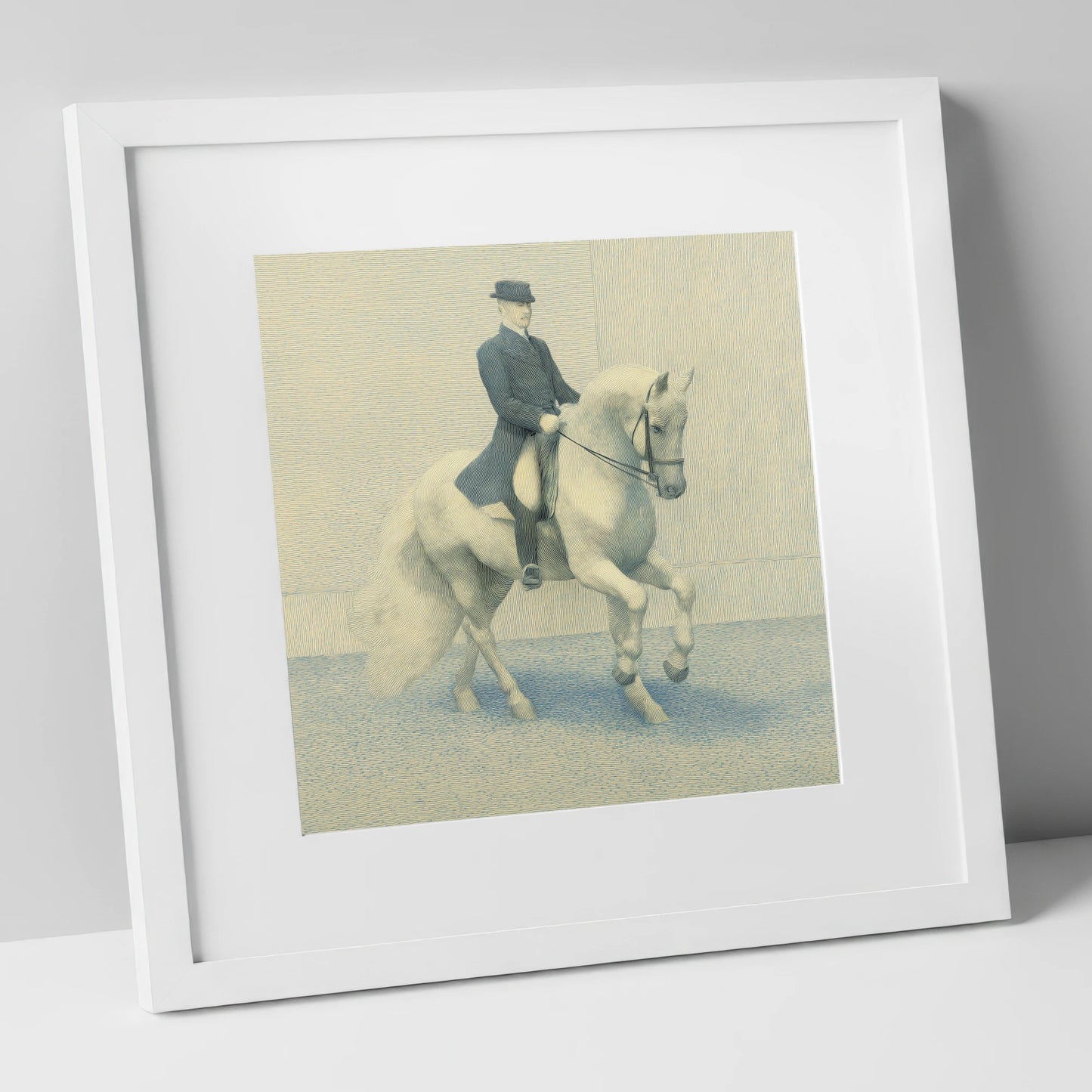 Mastery of Movement dressage horse art print in white frame