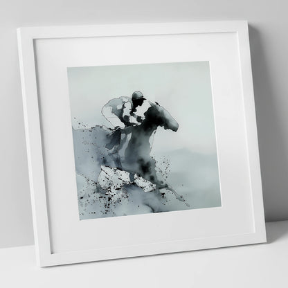 Shadows of the Track racing horse art print in white frame