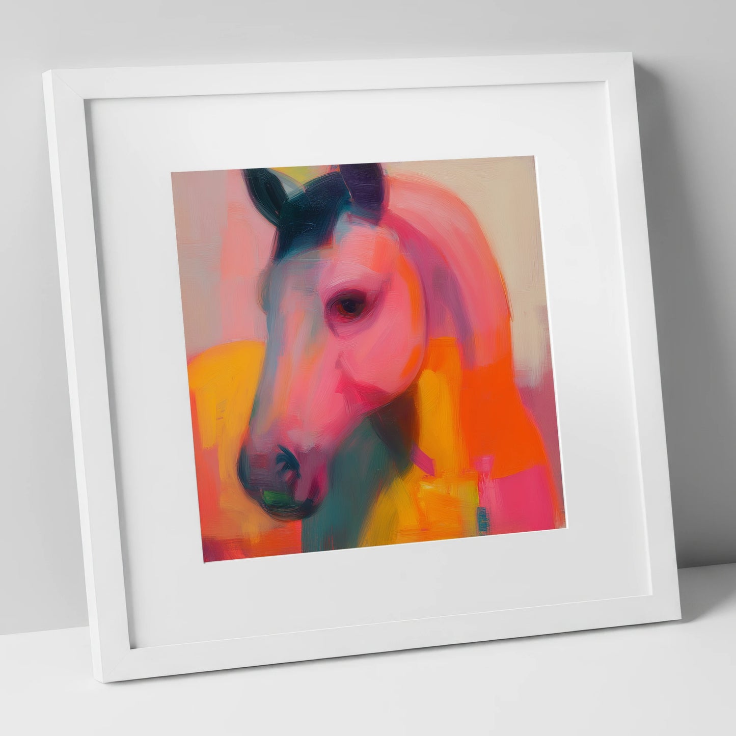 Radiant Equine Spirit horse portrait art print in white frame