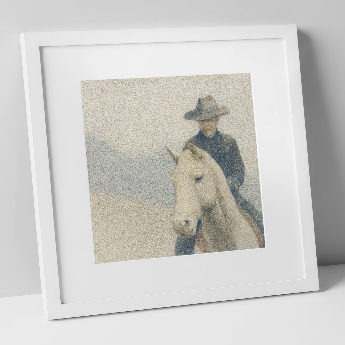 The Quiet Trail western horse art print in white frame