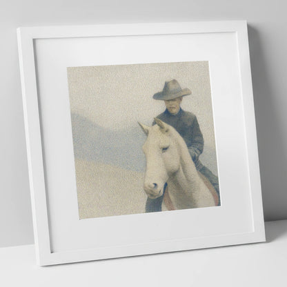 The Quiet Trail western horse art print in white frame