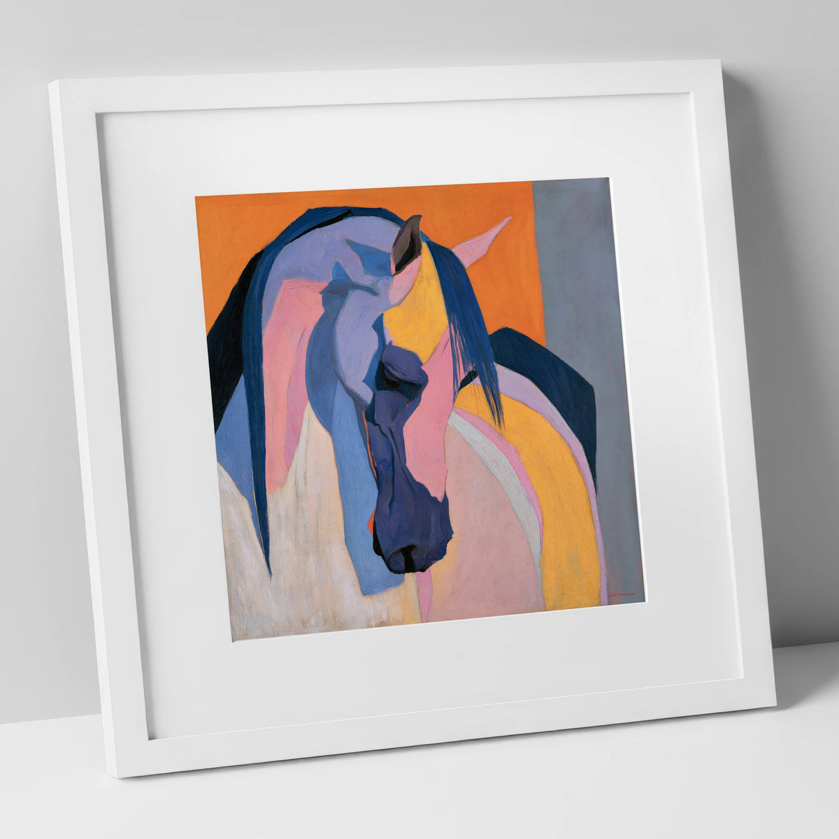 Colourful Abstract Horse Profile horse breed art print in white frame