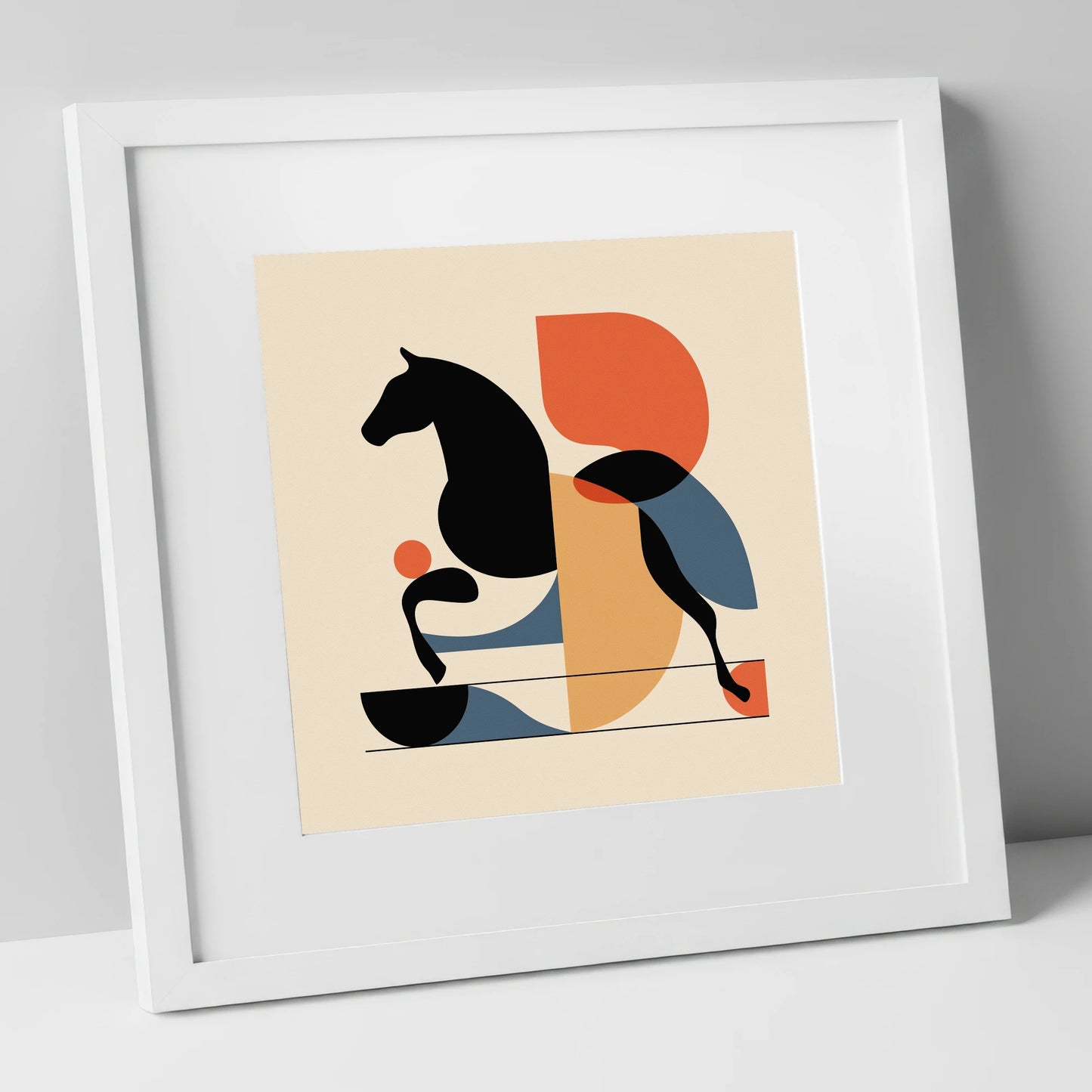 Retro Racing Form racing horse art print in white frame
