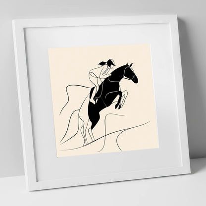 Fluid Ascent show jumping horse art print in white frame