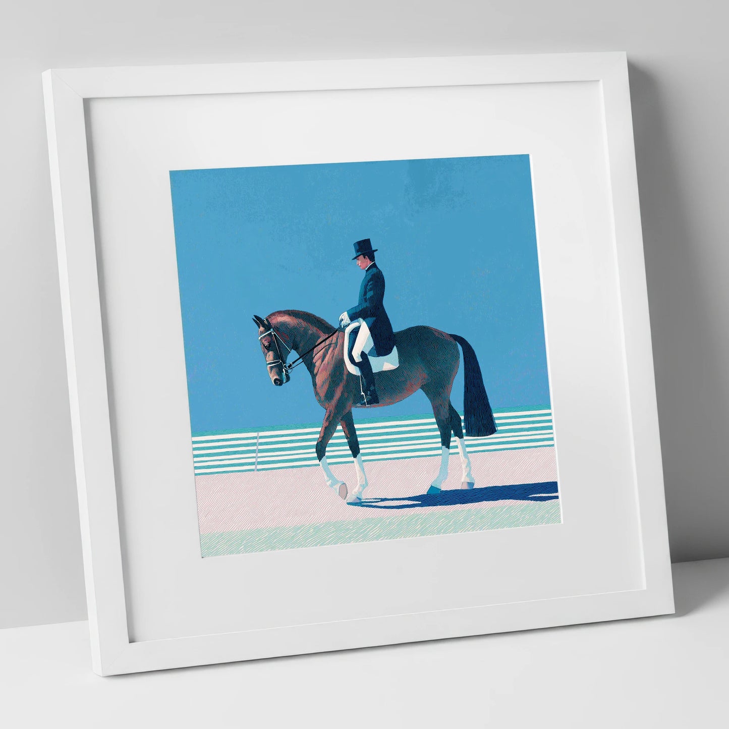 Classical Dressage Elegance dressage horse art print in white frame