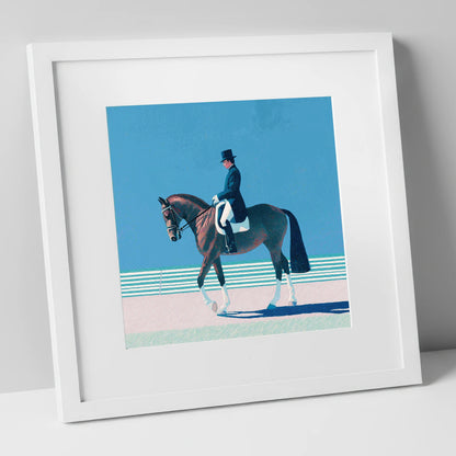 Classical Dressage Elegance dressage horse art print in white frame