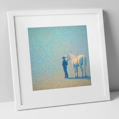 Echoes of the High Plains western horse art print in white frame