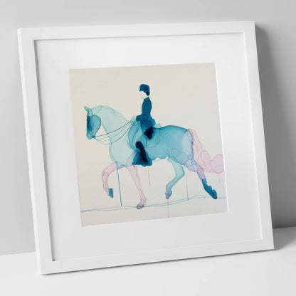 Fluid Dressage Grace dressage horse art print in white frame