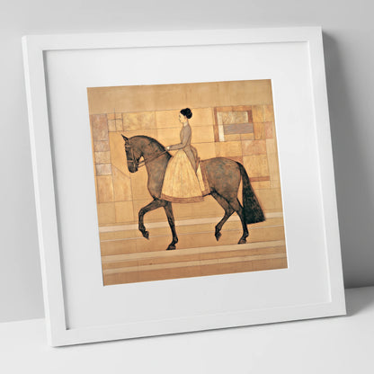 Golden Era Dressage dressage horse art print in white frame