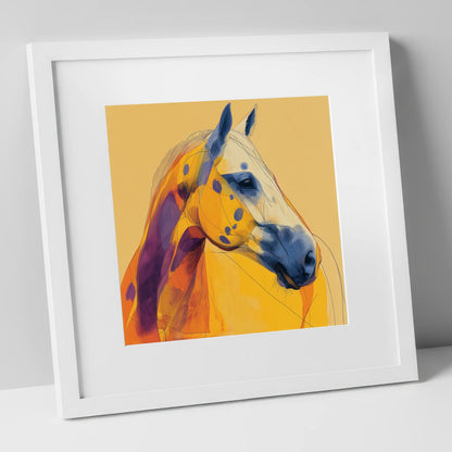 Radiant Appaloosa Profile horse breed art print in white frame