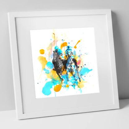 Mid-Chukka Clash polo horse art print in white frame