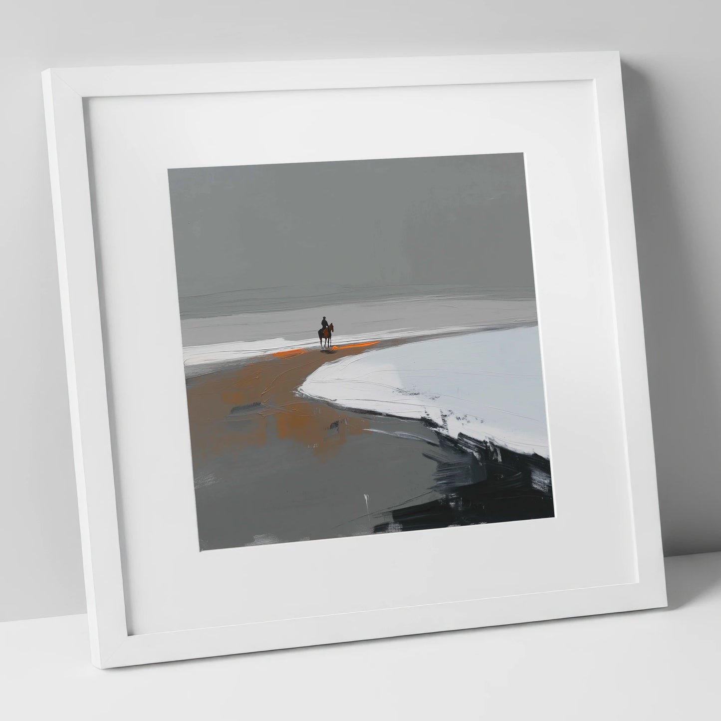 The Solitary Hack horse landscape art print in white frame