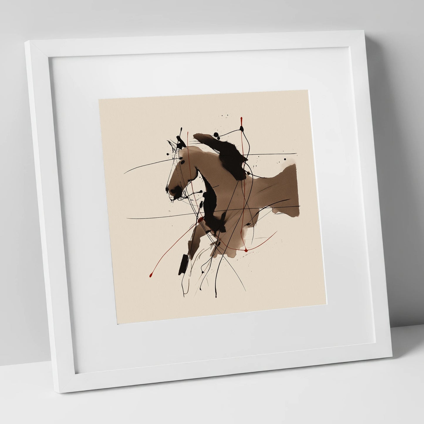Dynamic Sepia Portrait horse portrait art print in white frame