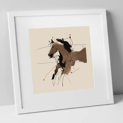 Dynamic Sepia Portrait horse portrait art print in white frame