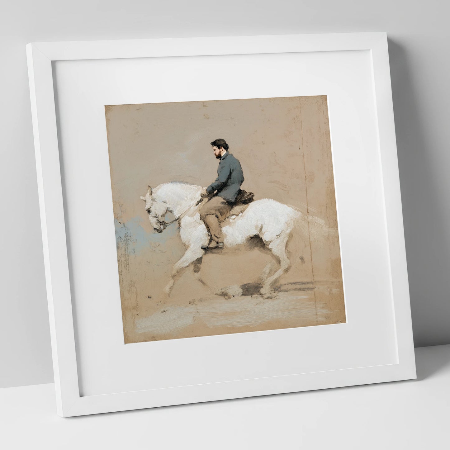Collected Elegance dressage horse art print in white frame