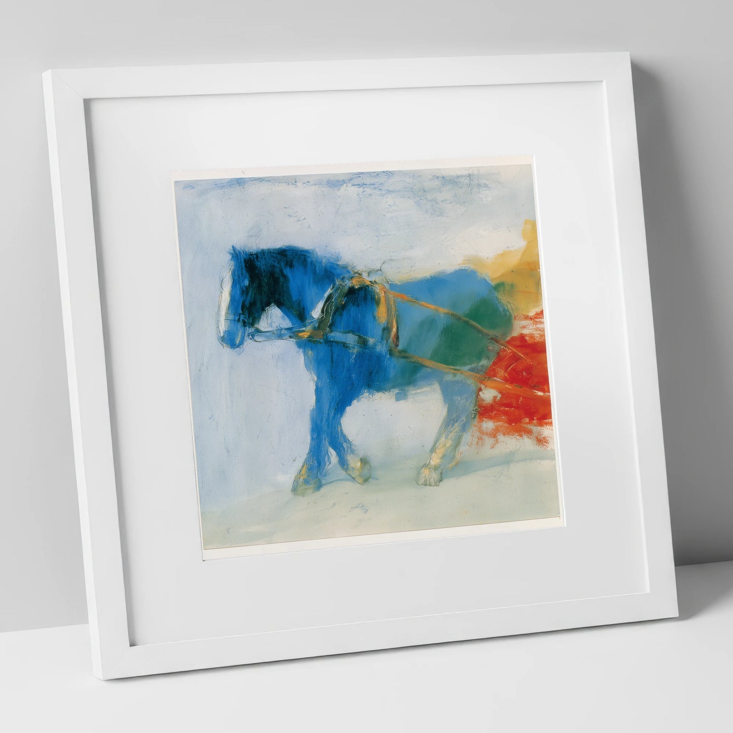 The Azure Draught working horse art print in white frame